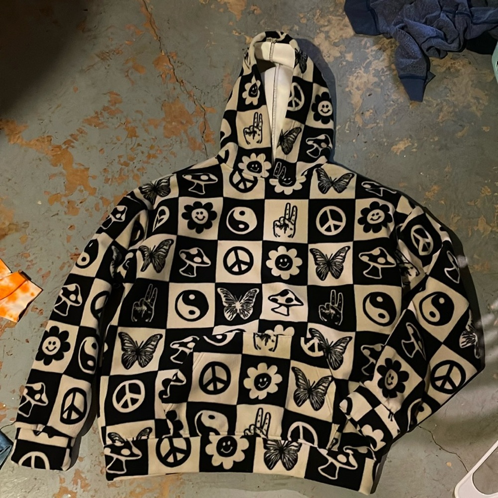 PAC sun peace sign smile face hoodie